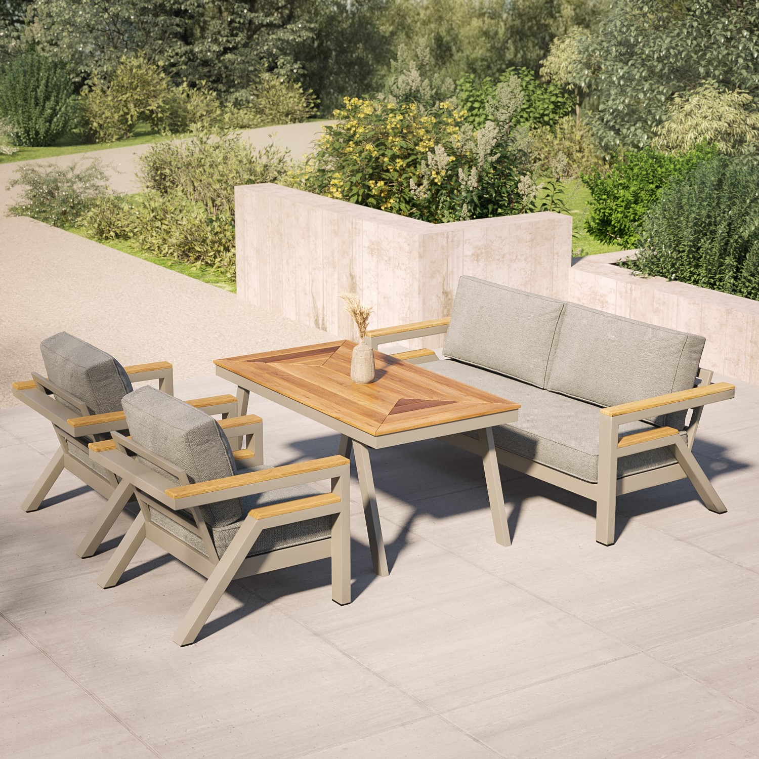 Read more about 6 seater iroko wood & aluminium garden sofa set como